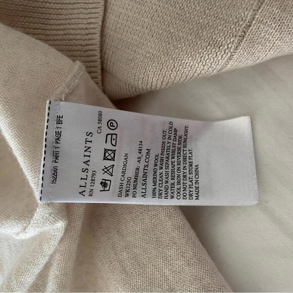 All Saints cream beige merino wool cardigan sweater - Picture 6 of 7